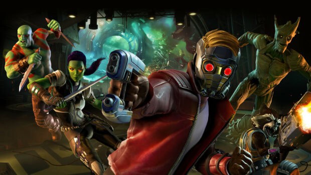 The Marvels Guardians Of The Galaxy Wallpapers feature all main characters in a dynamic pose, HD Desktop Wallpaper