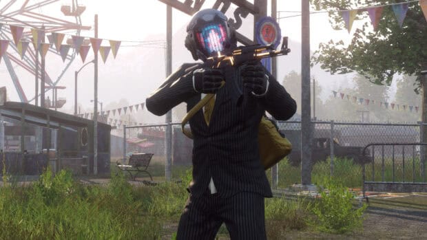 A character from H1Z1 wallpapers holding a gun in a fenced outdoor location, HD Desktop Wallpaper
