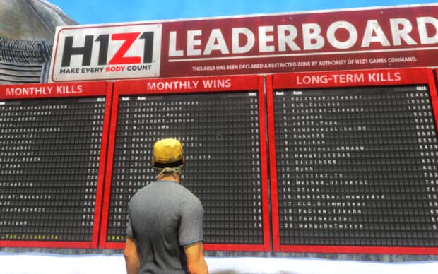 A player checking leaderboard stats in H1Z1 showcasing monthly wins and kills, 2K Desktop Wallpaper