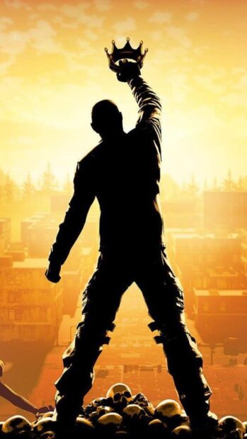 A silhouette of a man holding a crown stands on a pile of skulls in H1Z1 wallpapers, HD Phone Wallpaper