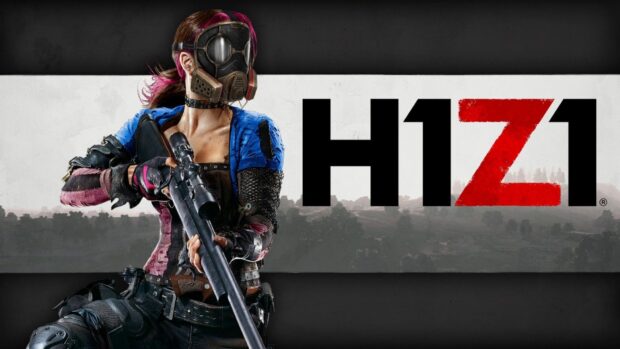 A character in a gas mask holding a shotgun in an H1Z1 scene, HD Desktop Wallpaper