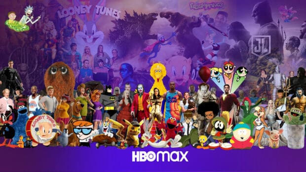 A vibrant collage featuring iconic characters from HBO shows and movies in a colorful composition, HD Desktop Wallpaper