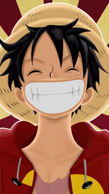Monkey D Luffy wallpapers show the character with a wide grin and straw hat, 2K Mobile Wallpaper