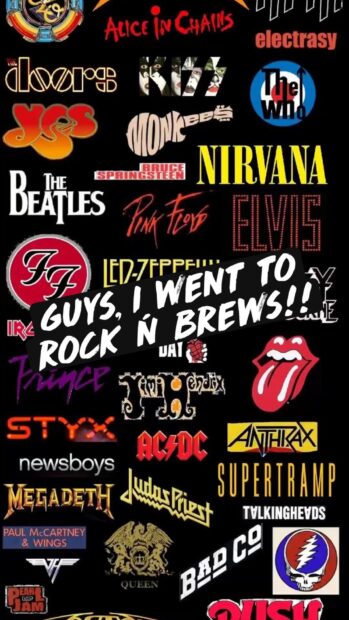 A collage of famous hard rock band logos including Nirvana and Led Zeppelin, HD Mobile Wallpaper