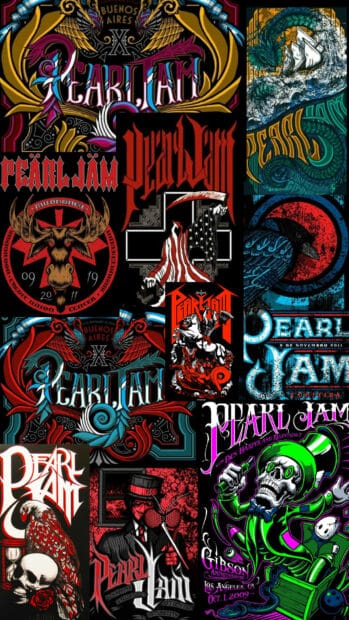 Various hard rock graphic designs featuring skulls and mythical creatures, HD Mobile Wallpaper