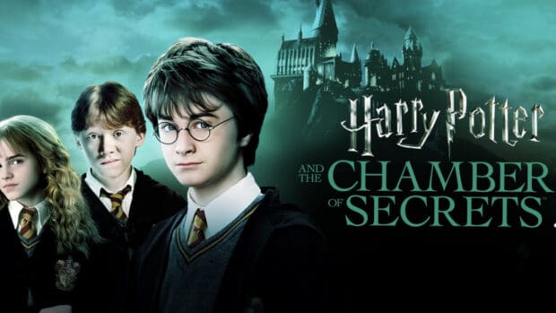 Harry Potter and friends stand before Hogwarts in The Chamber of Secrets, HD Desktop Wallpaper