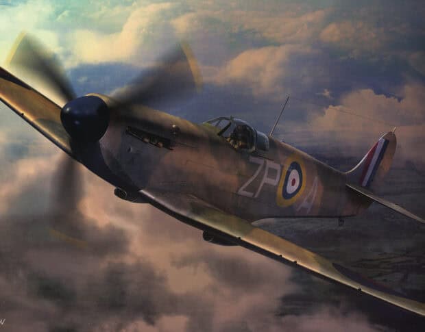 A Hawker Hurricane is flying through cloudy skies during a mission, HD Desktop Wallpaper