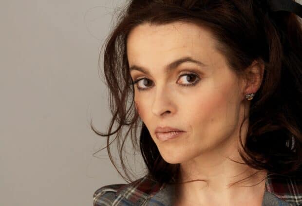Helena Bonham Carter looks thoughtfully to the side in this detailed portrait, 2K Desktop Wallpaper