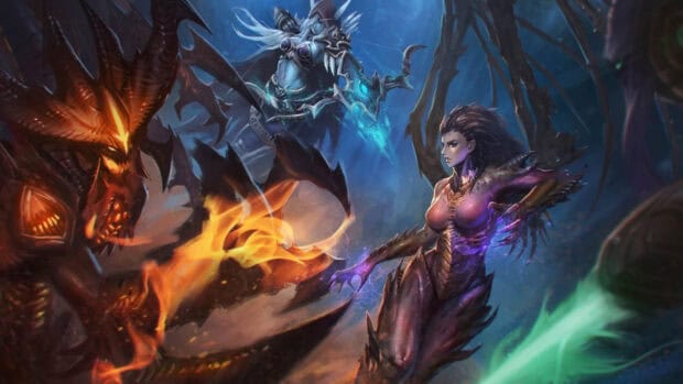 Heroes of the Storm features intense fantasy fighters in action, HD Desktop Wallpaper