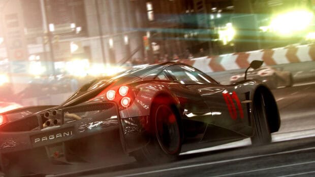 A sleek racing car drifts sharply on a city track in racing game wallpapers, HD Desktop Wallpaper