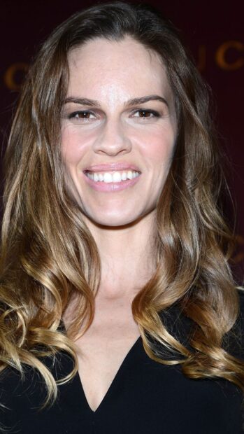 Hilary Swank wallpapers featuring a close up portrait of her smiling with long hair, HD Phone Wallpaper