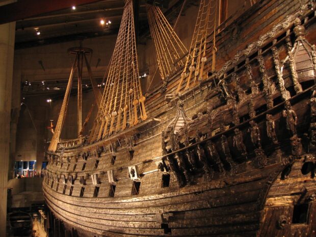 A detailed view of the maritime museum ship with intricate carvings, HD Desktop Wallpaper