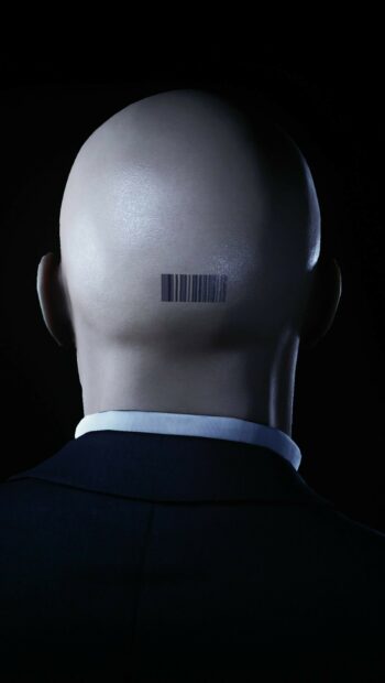 The back of a bald man with a barcode tattoo is shown in Hitman game, HD Phone Wallpaper