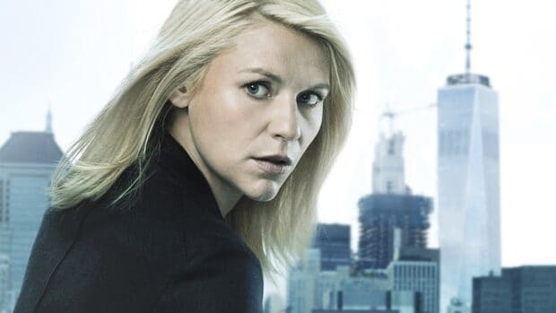 A blonde woman looks serious in front of the city skyline in Homeland Wallpapers, HD Desktop Wallpaper