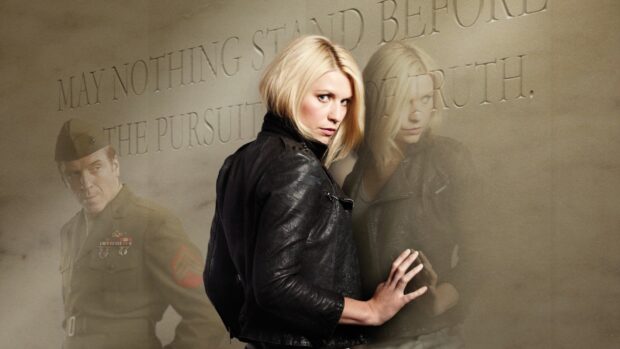 A woman in a leather jacket stands thoughtfully while a man in military uniform looks away, HD Desktop Wallpaper