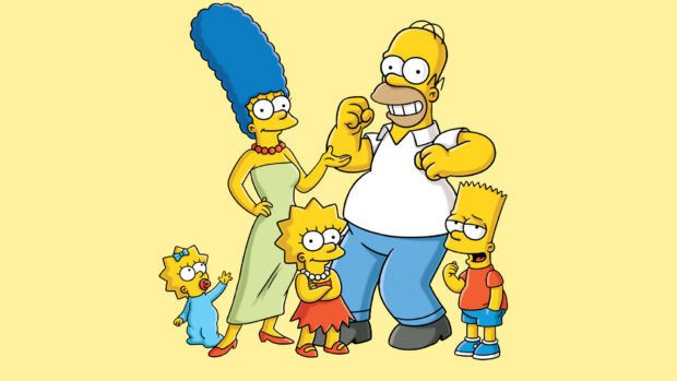Homer Simpson and his family standing together, HD Desktop Wallpaper