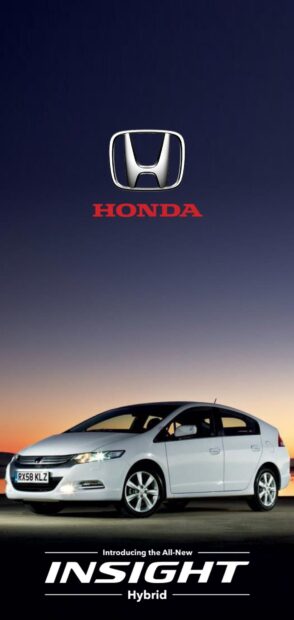 A white Honda Insight hybrid car is showcased under a dark blue sky at sunset, HD Phone Wallpaper