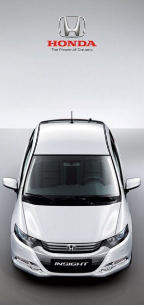 A white Honda Insight car is shown from the front with clear details of the grille and headlights, HD Mobile Wallpaper