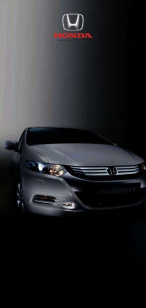 A Honda Insight is shown with headlights on against a dark gradient background, HD Phone Wallpaper