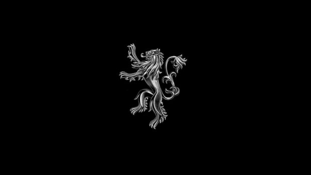 A detailed silver House Lannister emblem is shown on a black background, HD Desktop Wallpaper