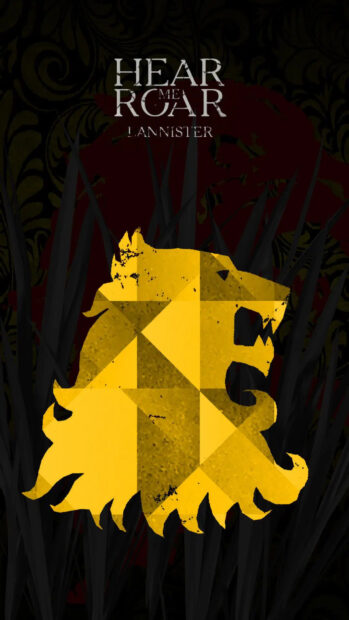 A geometric golden lion emblem represents House Lannister with dark background elements, HD Phone Wallpaper