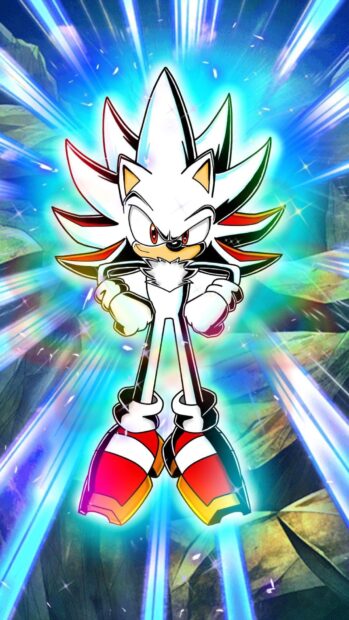 Hyper Sonic glowing intensely with blue energy in a dynamic pose, HD Phone Wallpaper