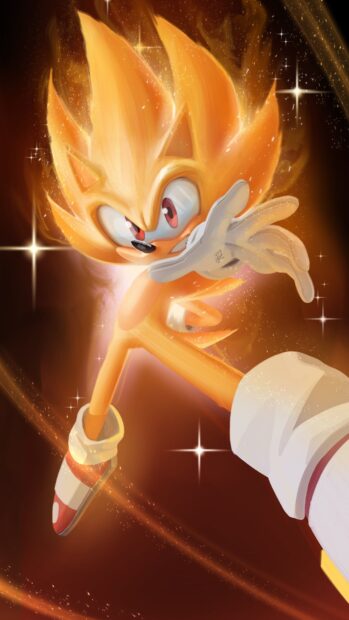 Hyper Sonic is shown in a dynamic action pose surrounded by glowing energy, HD Phone Wallpaper