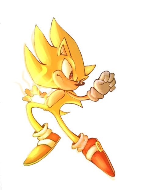 Hyper Sonic is shown in a dynamic fighting stance with glowing energy around his hand, 2K Mobile Wallpaper