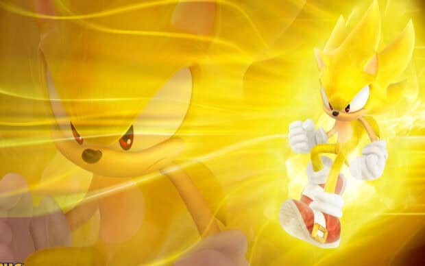 Hyper Sonic is glowing with intense energy and ready to fight, HD Desktop Wallpaper