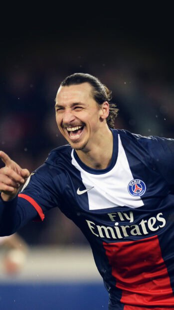 Zlatan Ibrahimovic celebrating joyfully during a match, HD Phone Wallpaper