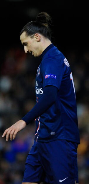 Zlatan Ibrahimovic is seen during a football match wearing a blue kit, 2K Phone Wallpaper