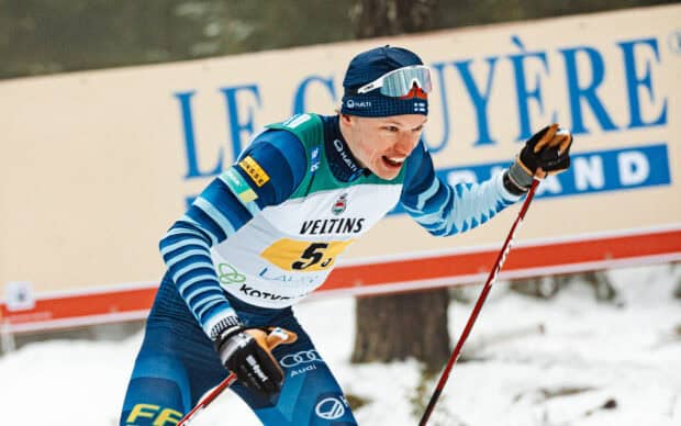 Iivo Niskanen is skiing in a race event with focus and determination, HD Desktop Wallpaper