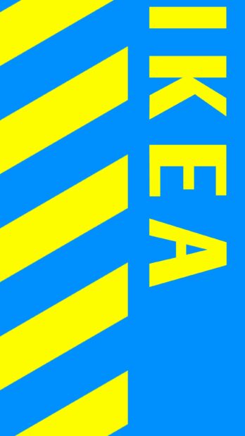 This image features the Ikea logo with bold yellow stripes on a blue background, 2K Mobile Wallpaper