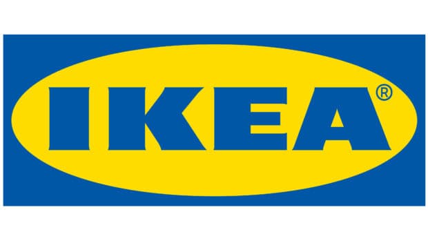 The Ikea logo design features bold blue letters on a yellow oval background, 4K Desktop Wallpaper