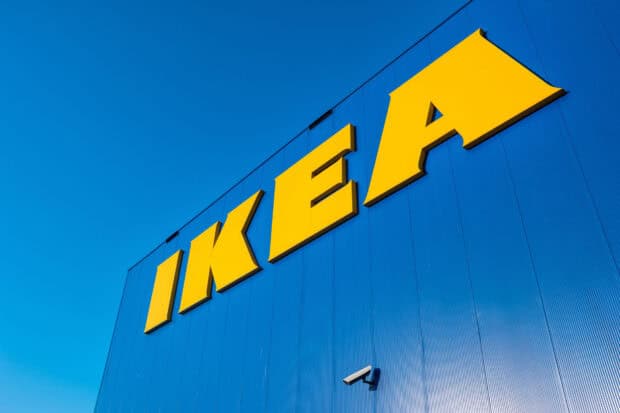 The Ikea store sign is clearly visible against a bright blue sky, HD Desktop Wallpaper