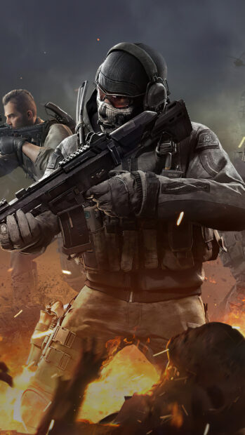 The shooter game wallpapers show combat soldiers in full gear during a battle, HD Phone Wallpaper
