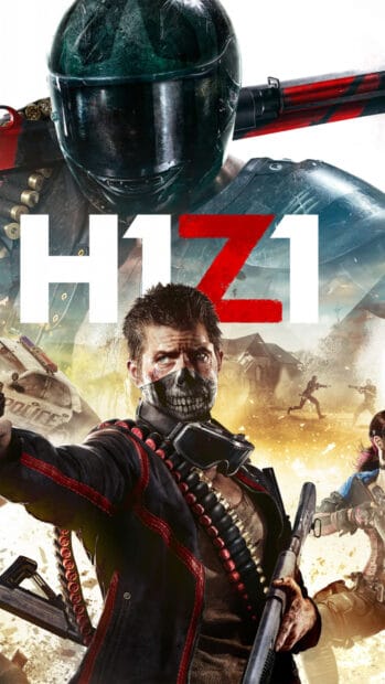 A character with a skull mask and shotgun in an intense H1Z1 Wallpapers scene, HD Mobile Wallpaper
