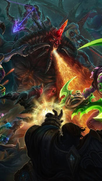 A dragon breathes fire during a fierce fight in Heroes Of The Storm, HD Phone Wallpaper
