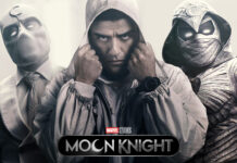Jake Lockley stands in a hooded jacket between two masked figures from Moon Knight, HD Desktop Wallpaper