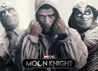 Jake Lockley stands in a hooded jacket between two masked figures from Moon Knight, HD Desktop Wallpaper