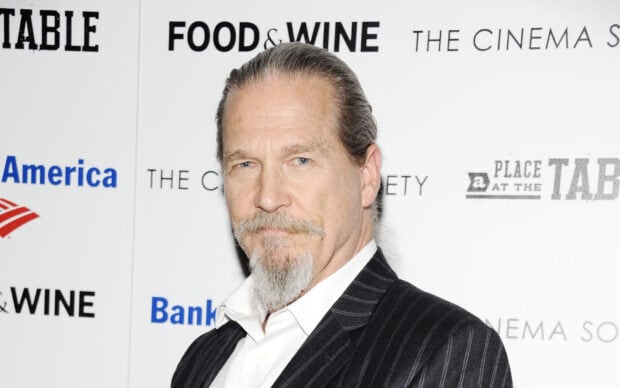 A close up of Jeffrey Bridges wearing a striped suit at an event, HD Desktop Wallpaper