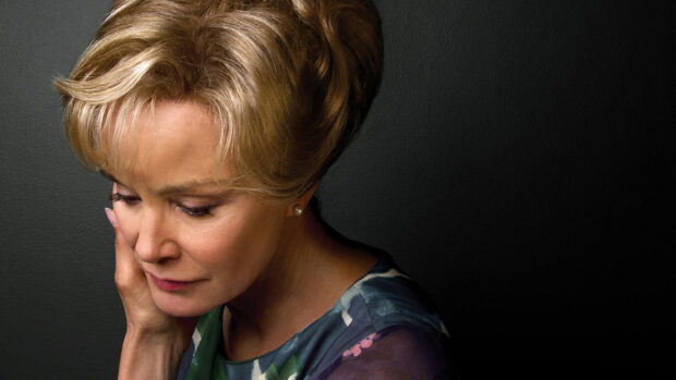 Jessica Lange shows a thoughtful and emotional expression in the portrait, HD Desktop Wallpaper