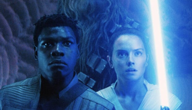 Two characters holding a glowing blue lightsaber in a tense moment from a Jj Abrams production, HD Desktop Wallpaper