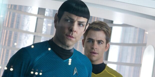 Two characters in Starfleet uniforms focus on a mission in this Jj Abrams Wallpapers HD, HD Desktop Wallpaper