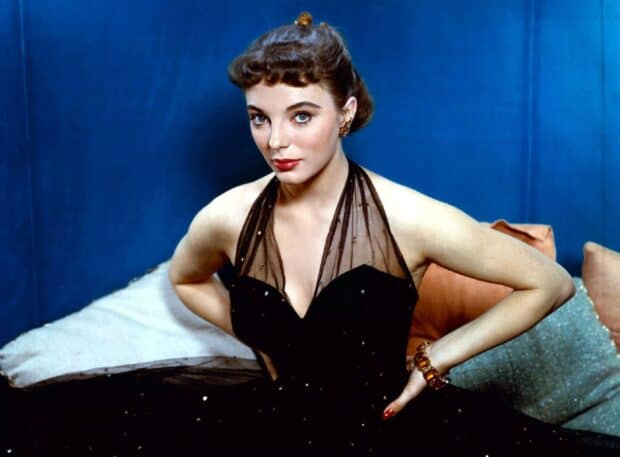 Joan Collins wallpapers featuring her poised in a black dress, HD Desktop Wallpaper