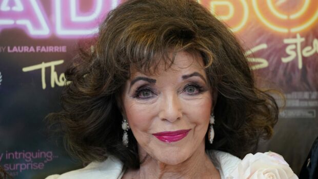 Joan Collins Wallpapers show her smiling with bright makeup and earrings, HD Desktop Wallpaper