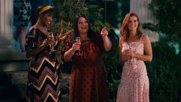 Joanna Garcia Swisher enjoys a lively moment with friends outdoors at night, HD Desktop Wallpaper