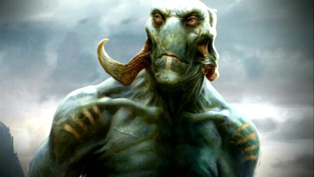 A muscular alien warrior with unique horns and markings stands against a cloudy sky in John Carter Wallpapers, HD Desktop Wallpaper