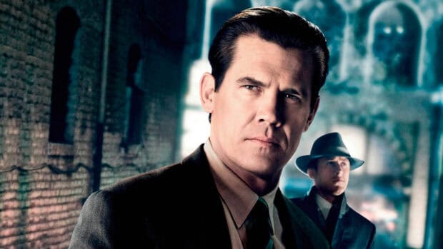 Josh Brolin is staring seriously in a dark alley with another man behind him, HD Desktop Wallpaper