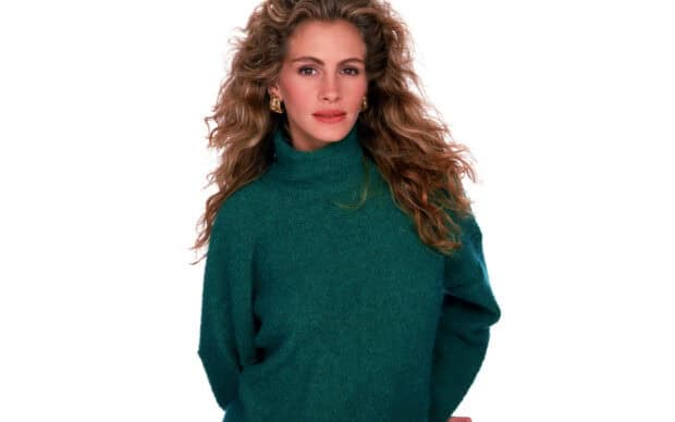 Julia Roberts wallpapers featuring her in a green sweater with curly hair, HD Desktop Wallpaper